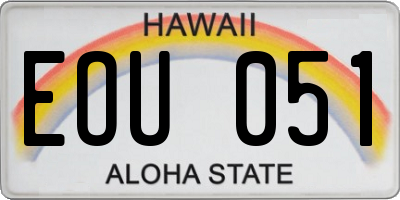 HI license plate EOU051