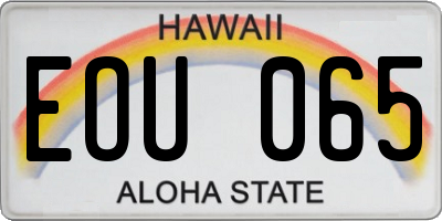 HI license plate EOU065