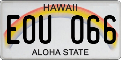 HI license plate EOU066