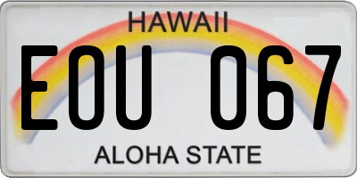 HI license plate EOU067