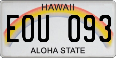 HI license plate EOU093