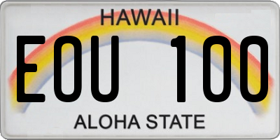 HI license plate EOU100