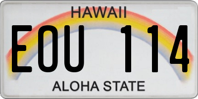 HI license plate EOU114