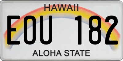 HI license plate EOU182