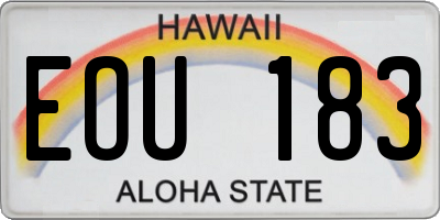 HI license plate EOU183