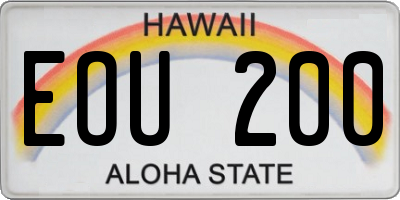 HI license plate EOU200