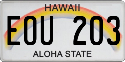HI license plate EOU203