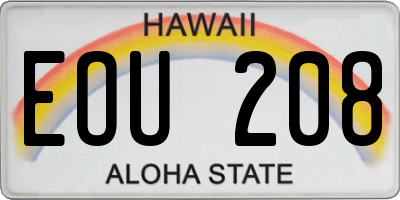HI license plate EOU208