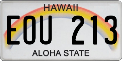 HI license plate EOU213