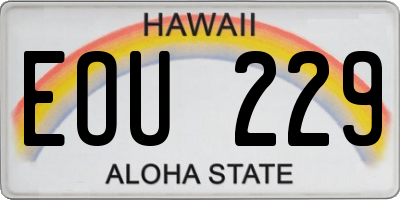 HI license plate EOU229