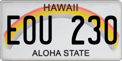 HI license plate EOU230