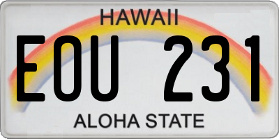 HI license plate EOU231