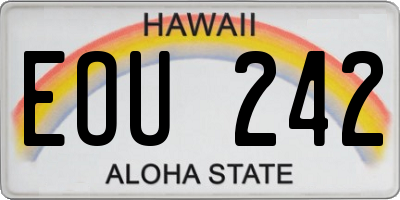HI license plate EOU242