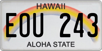 HI license plate EOU243