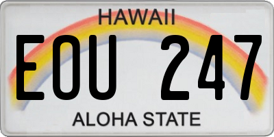 HI license plate EOU247