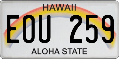 HI license plate EOU259