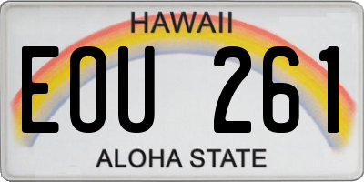 HI license plate EOU261