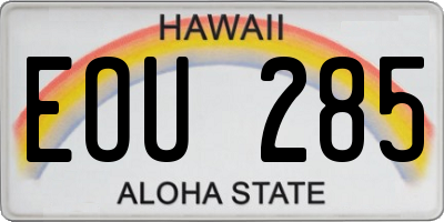 HI license plate EOU285