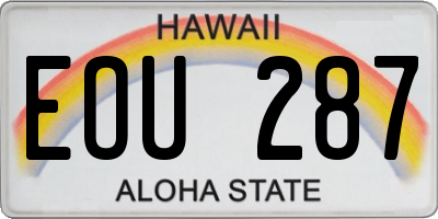 HI license plate EOU287