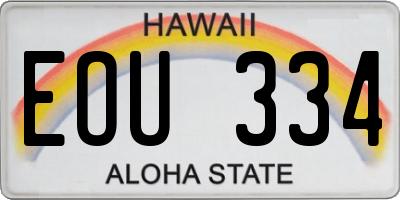 HI license plate EOU334