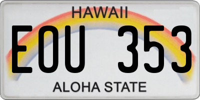 HI license plate EOU353
