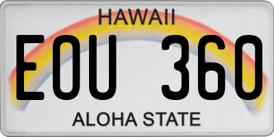 HI license plate EOU360
