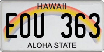 HI license plate EOU363