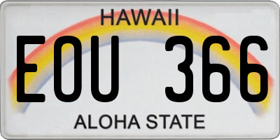 HI license plate EOU366