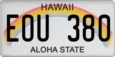 HI license plate EOU380