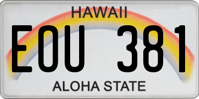 HI license plate EOU381