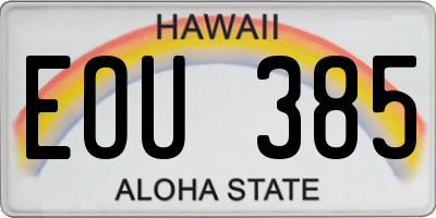 HI license plate EOU385