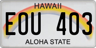 HI license plate EOU403