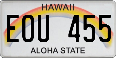 HI license plate EOU455