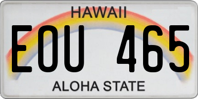 HI license plate EOU465
