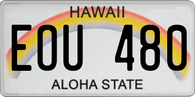 HI license plate EOU480