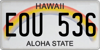 HI license plate EOU536