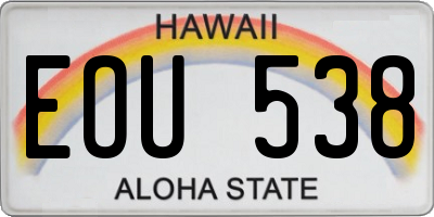 HI license plate EOU538