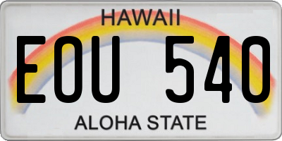 HI license plate EOU540