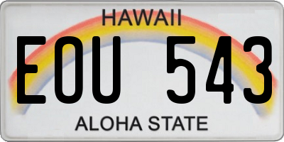 HI license plate EOU543