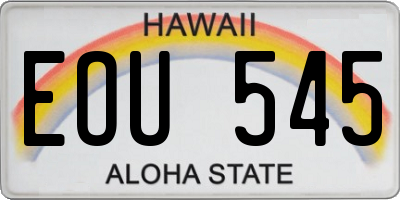 HI license plate EOU545