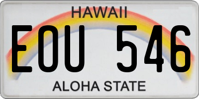 HI license plate EOU546