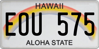 HI license plate EOU575