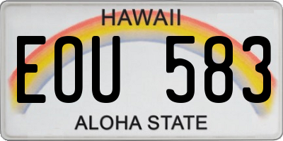 HI license plate EOU583
