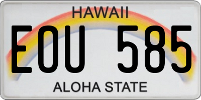 HI license plate EOU585