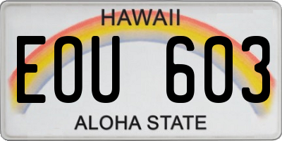 HI license plate EOU603