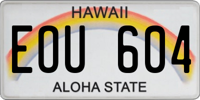 HI license plate EOU604