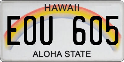 HI license plate EOU605