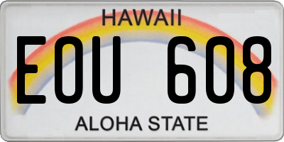 HI license plate EOU608