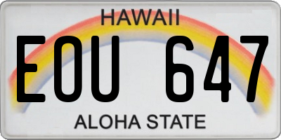 HI license plate EOU647