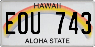 HI license plate EOU743